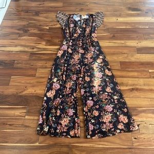 Farm Rio wide-legged jumpsuit, beautiful floral print, XS